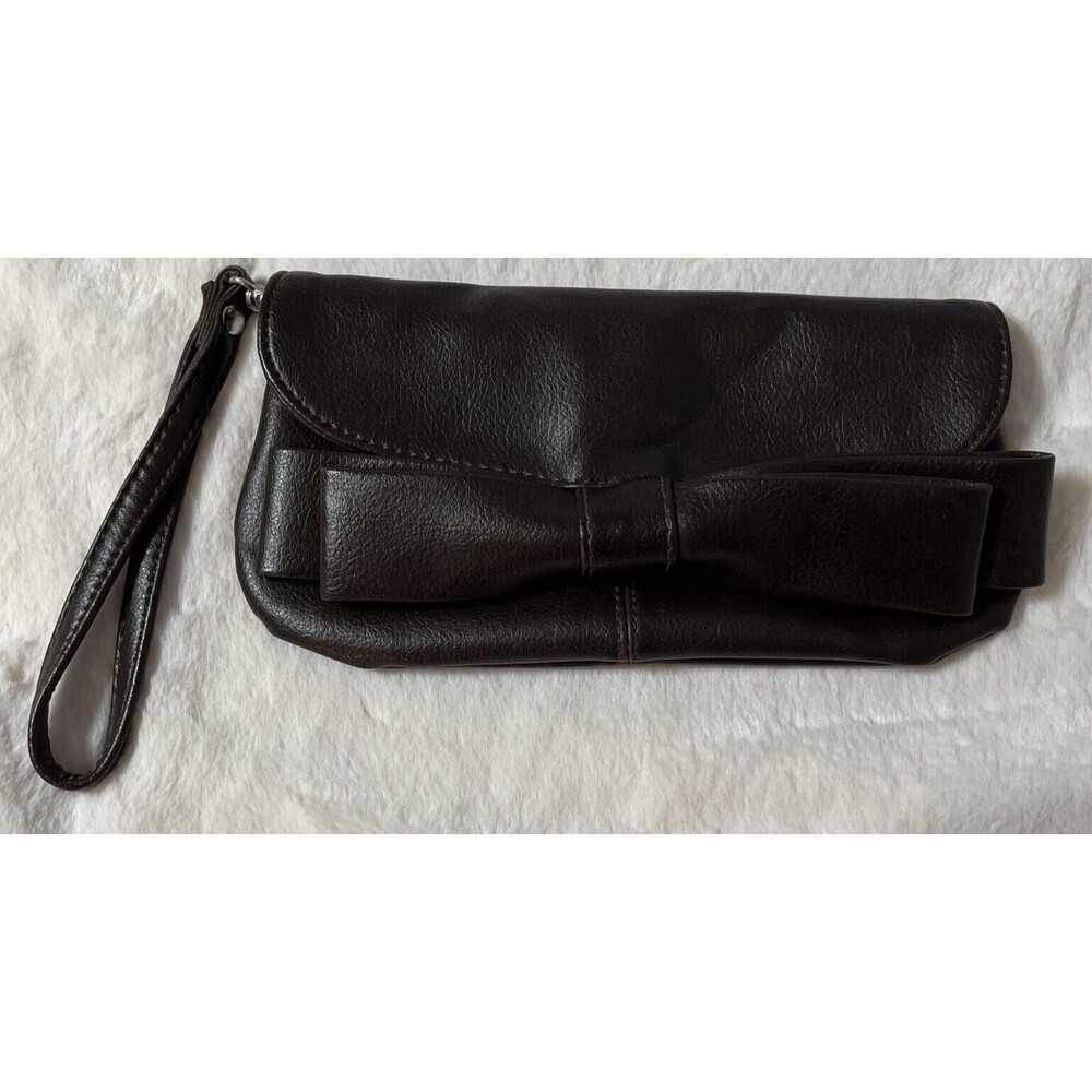 Aldo Brown Bow Wristlet Clutch Purse Bag Fast US Ship.EUC